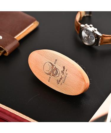 Menesia Small Soft Boar Bristle Beard Brush for Men - Pocket Travel Sized Wooden Mustache Brush (Skull Design) - Buy Online on GoSupps.com