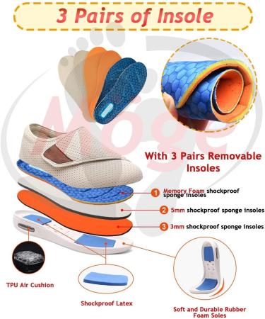 Diabetic Shoes for Men - Extra Wide Breathable Knit Walking Shoes for Pain Relief | Includes 3 Pairs of Insoles | Size 11.5 Black - Buy Online on GoSupps.com