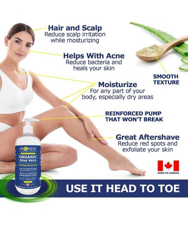 Promise Organic Aloe Vera Gel for Face Hair and Skin FAMILY SIZE 475 ML- Pure Aloe Vera Juice for Moisturizing Skincare After Sun Lotion for Sunburn Relief Keep Skin Healthy and Hydrated all Year Long 475 ml (Pack of 1) - Buy Online on GoSupps.com