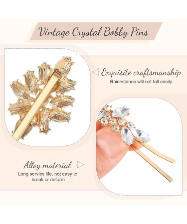 10-Piece Crystal Hair Pin Set - Vintage Rhinestone Bobby Pins in Gold Tone for Women and Girls Hair Decoration - Metal Hair Accessories - Buy Online on GoSupps.com