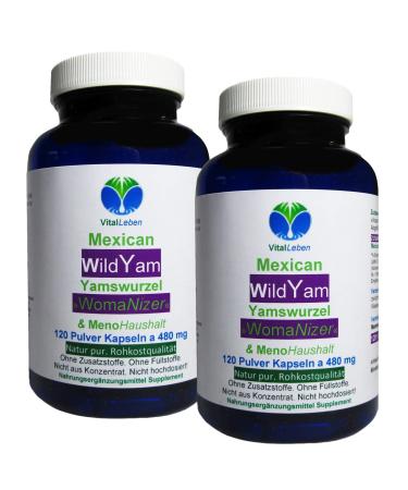 Yams root Mexican Wild Yam 240 (2x120) capsules for menstruation menstruation hormonal balance mood swings - pure nature.Not highly dosed!Without additives.26920-2 120 pieces (2 pack)