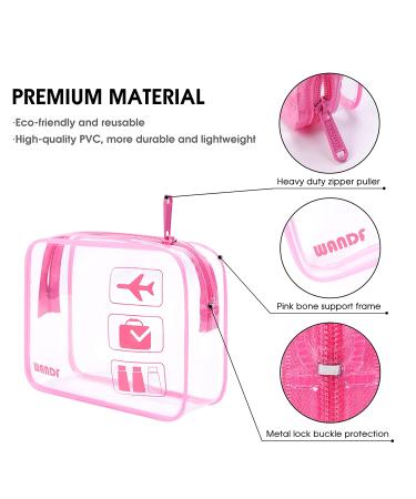 TSA Approved Clear Toiletry Bag Set - 2 Pink Carry-On Cosmetic Pouches for Men & Women - Buy Online on GoSupps.com