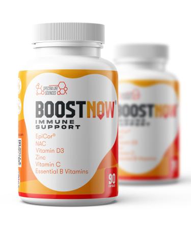 BoostNow Immune Support Capsules 14-in-1 Formula with EpiCor 500mg Zinc Vitamin C D-3 Elderberry & More - 90 Count