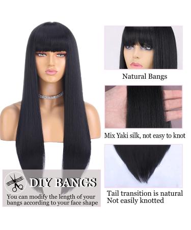 Beverlee 26 Long Straight Wig with Bangs - Heat Resistant Synthetic Wig for Women - Natural Black - Ideal for Parties and Everyday Fashion - Buy Online on GoSupps.com