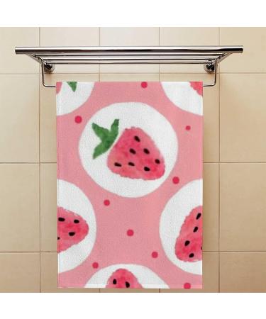 Strawberry Soft Towel Set - 2 Piece Highly Absorbent Hand Towels for Kids and Adults - Buy Online on GoSupps.com