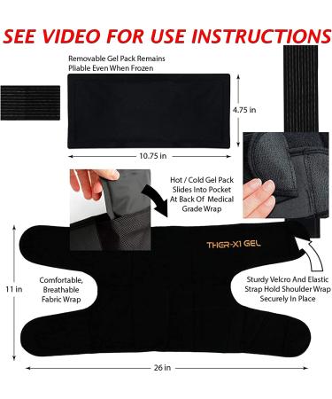 TherX Shoulder Brace with Reusable Gel Ice Pack Pain Relief for Rotator Cuff, Arthritis & Frozen Shoulder | Sling Support Wrap for Injuries Hot & Cold Therapy - Buy Online on GoSupps.com