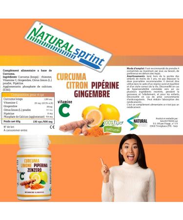 TURMERIC PIPERINE LEMON GINGER with VITAMIN C - 130 tablets - Buy Online on GoSupps.com