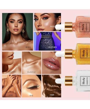 Hydrating Shimmer Body Oil | Rose Gold Liquid Luminizer | Long Lasting Body Highlighter & Glow Makeup for Women | Non-Sticky Glitter 30ML - Buy Online on GoSupps.com