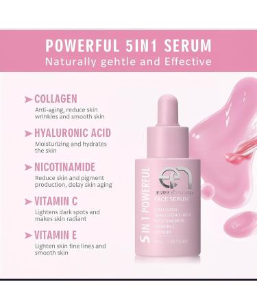 Estee Naturals Face Serum Collagen Hyaluronic Acid Nicotinamide Vitamin C Vitamin E 30mL - Buy Online on GoSupps.com