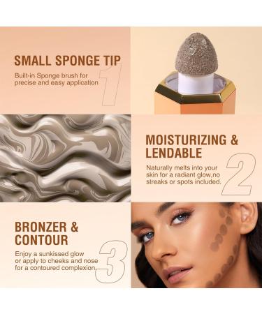 NewBang Liquid Contour Stick Soft Cream Contour Makeup Liquid Bronzer Face Concealer Matte Contouring with Cushion Applicator Long Lasting Silky Face Contour Cream Bronzer Contouring Makeup (102) 102# SOFT TAN 36 g (Pack of 2) - Buy Online on GoSupps.com