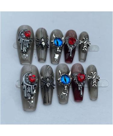Evil Eye Nail Ornament 3D Alloy Spider Cross Moon Heart Nail Jewel with Rhinrhino Black Red Halloween Nail ornament Retro Gothic for DIY nail art nail decoration(Small) - Buy Online on GoSupps.com