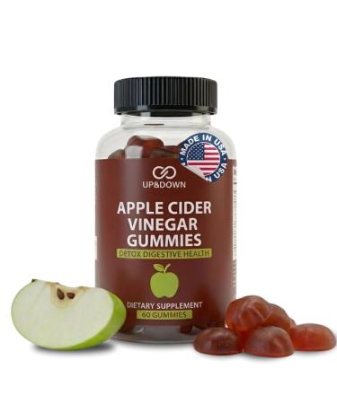 Up&Down Supplements Apple Cider Vinegar Gummies | Powerful Detox Cleanse Weight Management Digestive & Immune Support | Vitamin B12 & Folate | Made in USA | Vegan Non-GMO Gluten Free | 60 Gummies