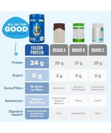 BIRDMAN Falcon Vegan Protein Powder Organic Stevia & Sugar Free Plant Based Low Carb Dairy Free Keto Non Whey Probiotic Pea Protein | Combo Pack: Vanilla & Chocolate Flavors - 40 Servings Each - Buy Online on GoSupps.com