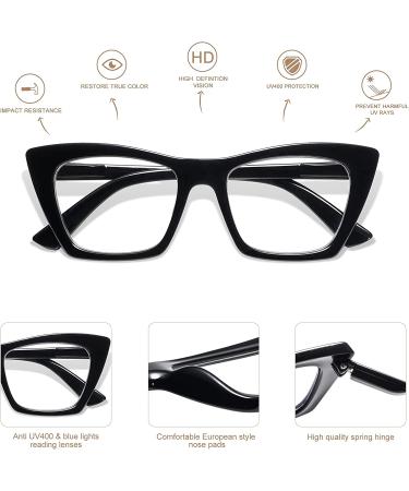 AMOMOMA Cat Eye Blue Light Computer Reader | Trendy Oversized Reading Glasses for Women | AM6028 Ac1 Blk+c2 Tortoise +C3 Crystal Light Brown 2.5x - Buy Online on GoSupps.com