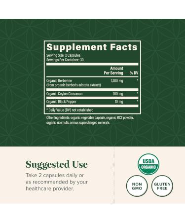 Global Healing Center - Organic Berberine (Berberina) with Ceylon Cinnamon & Black Pepper 1200 mg- Extra Strength Berberine Supplement & Complex for Weight Loss (60 Capsules) - Buy Online on GoSupps.com