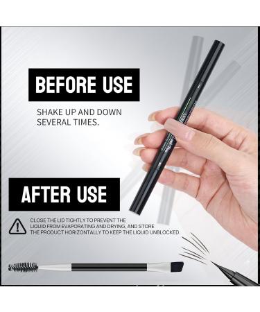 Microblading Eyebrow Pencil Curved Eyebrow Pen 2 in 1 Ended Microblading Eyebrow Pen with Fork Tip and Brush Tip Long-Lasting Sweat Resistance For Natural Makeup All Day (Dark brown) - Buy Online on GoSupps.com