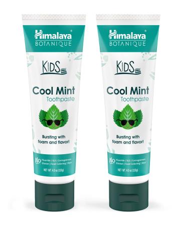 Himalaya Botanique Kids Toothpaste Cool Mint Flavor to Reduce Plaque and Keep Kids Brushing Longer Fluoride Free 4 oz 2 Pack Mint 4 Ounce (Pack of 2) - Buy Online on GoSupps.com