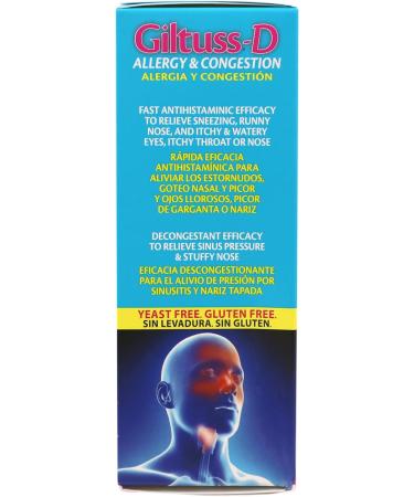 Giltuss-D Allergy and Congestion Tablets - Relief for Sneezing, Runny Nose, Watery Eyes, Sinus Pressure, Stuffy Nose, Itchy Throat - Dye-Free, Sugar-Free - 20 Count Bottle - Buy Online on GoSupps.com