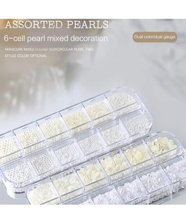 FEIlei Mix Size White Nail Art Tip Half Pearls 3D Nail Beads Rhinestones Decoration DIY Tool Beauty Manicure Supplies - Buy Online on GoSupps.com