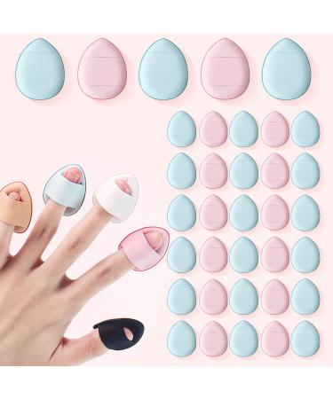 30 Pieces Finger Powder Puff Mini Makeup Puff Beauty Makeup Tools Hydrophily Latex-free Soft Sponge Suitable for Foundation Concealer Repair Cream Eye Shadow Liquid Cosmetics(2 Colors)