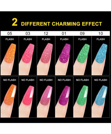 NXJ INFILILA Neon Gel Nail Polish 6 Colors 10ml Glitter Gel Nail Polish Set Holographic Sparkle Pink Blue Green Gel Nail Polish Set Popular Nail Art DIY Salon Home Manicure Gifts - Buy Online on GoSupps.com