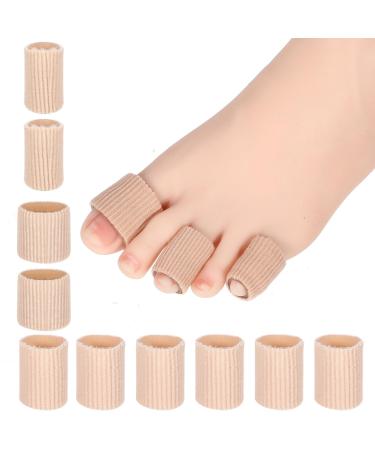 10 Pack 3 Size Toe Tubes Closed Toe Caps Cover Nylon Toe Sleeves Protectors for Women Men Prevent Pain Relief for Corns Blisters and Ingrown Toenails (3 Size Skin Color)
