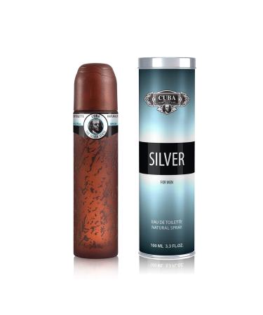 Cuba Silver Eau De Toilette Spray for Men 3.3 Ounce