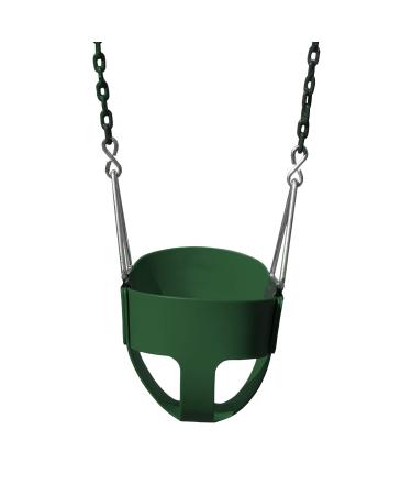 Gorilla Playsets 04-0008-G/G Full Bucket Toddler Swing, Bucket, Green 60" Plastic Coated Chains, 50 Lb Capacity Green Toddler Swing