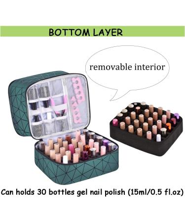 RZMAYIS Nail Polish Carrying Case Bag Green Double-Layer Storage for 30 Bottles and Nail Dryer - Buy Online on GoSupps.com