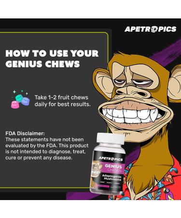 Apetropics Genius Chews - Nootropic Brain Gummies with Mushrooms - Very Berry Flavor - 30 Fruit Chews (Pack of 1) - Buy Online on GoSupps.com