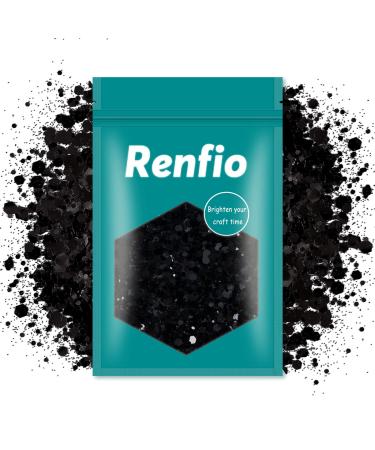 Renfio Black Chunky Glitter, 3.5 Oz (100g) Mixed Fine Powder PET Flake Iridescent Sequins Face Glitters for Craft Resin, Tumbler Ornament Painting, Hair Body, Wedding Decor - Black Black Fine Chunky Glitter