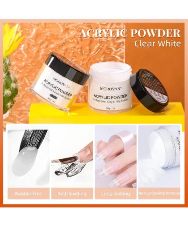 Morovan Acrylic Nail Kit with UV Lamp and Glitter Powders - Professional Nails Set for Extensions - Beginner's Pink, White & Clear Acrylic - Buy Online on GoSupps.com