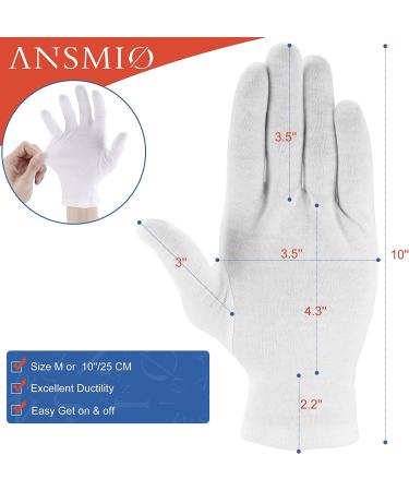 ANSMIO 2 Pairs White Cotton Gloves for Dry Hands, Eczema, and Moisturizing - Size M (Medium) - Buy Online on GoSupps.com