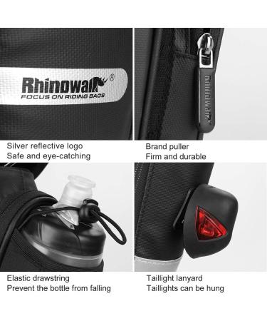 Rhinowalk Waterproof Bike Saddle Bag with Bottle Pocket - Large Under-Seat Storage - Black - Buy Online on GoSupps.com