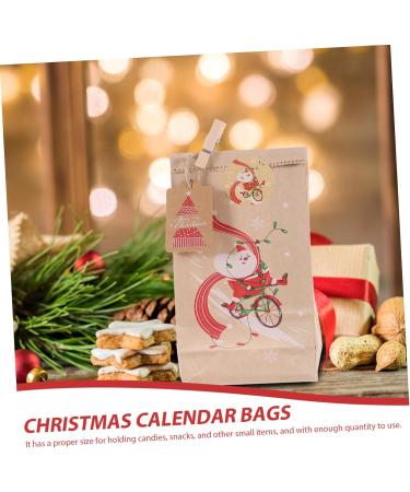 HOLIDYOYO 1 Set Xmas Advent Calendar Bags Xmas Candy Pouch Santa Bags Holiday Party Favor Rope As Shown 18.00X9.00X1.00CM - Buy Online on GoSupps.com
