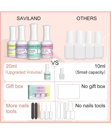 SAVILAND 12 PCS Dip Powder Liquid Set - 20 ml Nail Dip Liquid with Base Top Coat & Activator for French Nail Art | Ideal for Salon & Home Use - Buy Online on GoSupps.com