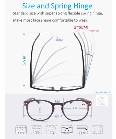 4 Pack Fashion Wood-Look Reading Glasses with Spring Hinges | Stylish Readers for Men and Women (5 Mix Pack, 1.75x) - Buy Online on GoSupps.com