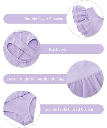 Girls Dance Leotard with Tutu Ruffle Sleeves | Hollow Back Ballet Outfit | Purple | 4-5T - Buy Online on GoSupps.com