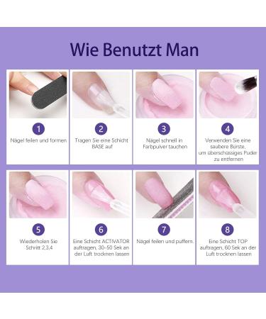 Dipping Powder Nails Set - 29PCS Starter Kit | 8 Colors French Nail Powder + Activator Base & Top Coat | Ideal for Beginners | Pink Blue & Glitter Manicure - Buy Online on GoSupps.com