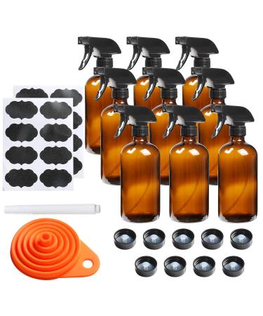 9 Pack Glass Spray Bottle 16oz, Empty Amber Spray Bottle Refillable Container for Essential Oils,Cleaning Products,Aromatherapy spray device - Buy Online on GoSupps.com