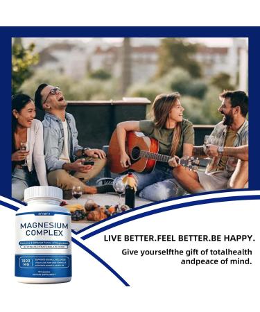 Magnesium Complex Supplement 8 Elemental 1000mg - Magnesium Glycinate Citrate Malate Oxide | Easy Absorption for Bones Muscle Energy Vegan Non-GMO 90 Capsules (1pc) - Buy Online on GoSupps.com