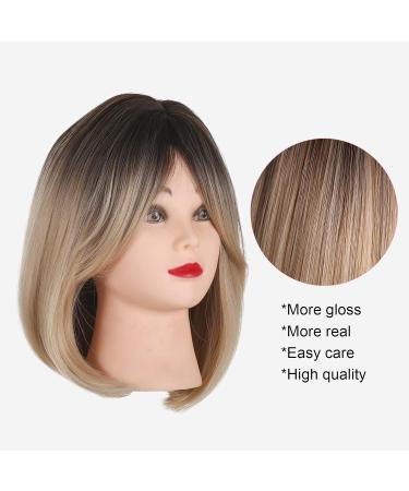 Short Blonde Bob Wig for Women - 12 Natural Straight Synthetic Short Bob with Bangs - #1 Color - Cosplay, Halloween, Cute Style - Buy Online on GoSupps.com
