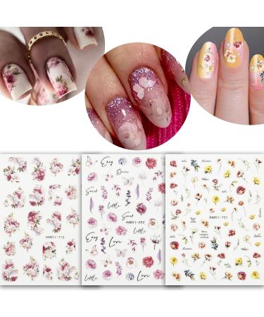 12 Sheets Flower Nail Stickers - Spring Floral Nail Decals & 3D Self-Adhesive Art Supplies for DIY Nail Decorations - Buy Online on GoSupps.com