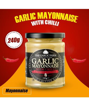 Garlic Farm Mayonnaise Jar Pick N Mix - Choose From 4 Flavours | Black-Garlic Garlic-Mayonnaise Garlic-Mayo with Chilli Toasted Garlic-Mayonn - Pack of 4 x 240g - Buy Online on GoSupps.com