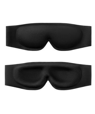 Minimalist Design Sleep Eye Mask No Pressure Across Eyeballs Non-Adjustable and Comfortable Headband Over Ears W/O Side Buckles (1pc Black) Black_buckle Free