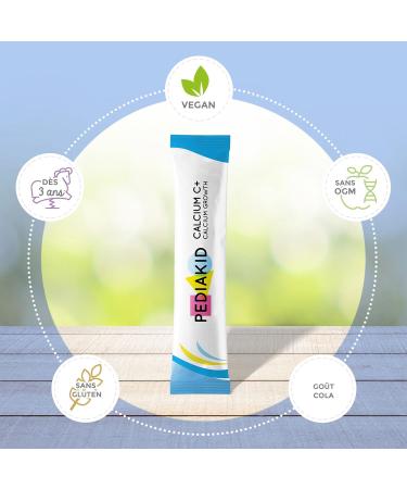 PEDIAKID - Calcium C+ and Vitamin D - Natural Food Supplement - Covers 100% of RDA in Calcium - Maintenance of bone and dental capital - Cola taste - Sticks of orodispersible powder - Pack of 3 - Buy Online on GoSupps.com