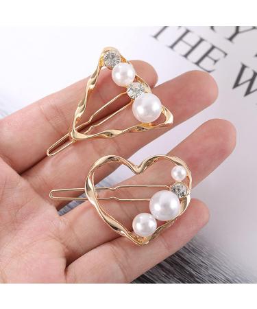 Aneneiceera Pearl Gold Crystal Hair Clip Barrette - Triangle Hair Pin for Women and Girls - Buy Online on GoSupps.com