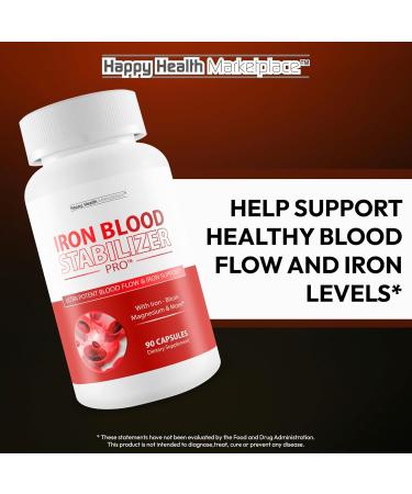 Iron Blood Stabilizer Pro - Our Best Blood Support Supplements - Circulation Support Pressure Supplement - Fe and Vitamin B12 Supplement - Magnesium Iron Supplement 10 mg Sugar Balance - Buy Online on GoSupps.com