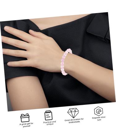 Exceart Portable Wristwalk Bracelet - Crystal & Pearl Ladies Accessories | Unisex Amethyst & Pink Gemstone Bracelet 0.8x7cm - Buy Online on GoSupps.com