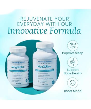 Arthur Andrew Medical Mag3Ultra Triple Magnesium Supplement Sucrosomial Bisglycinate Taurate for Muscle Stress Mood Nerve Bone & Heart Support 90 Capsules - Buy Online on GoSupps.com